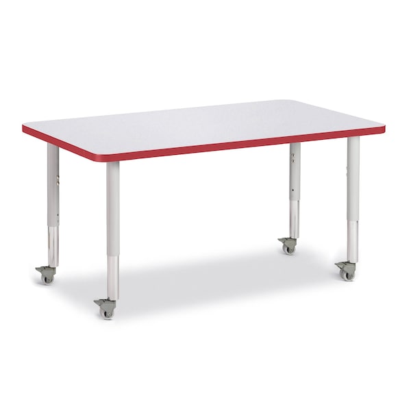 Jonti-Craft Berries Rectangle Activity Table, 30 in. x 48 in., Mobile, Freckled Gray/Red/Gray 6473JCM008 - main